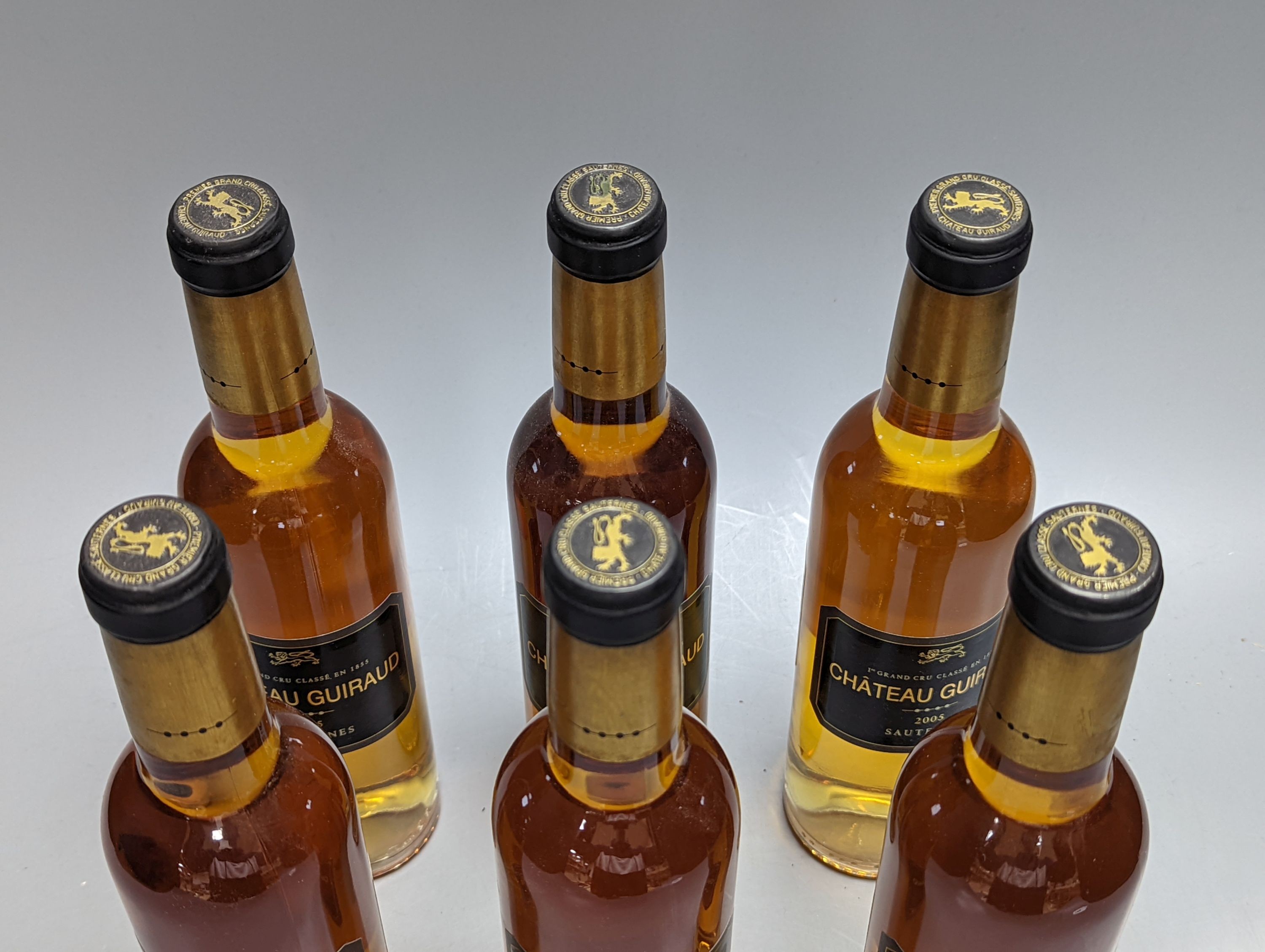 Six half bottles of Chateau Guiraud 2005
